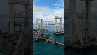 New Pamban Bridge Vertical Uplift open  Pamban bridge newpambanbridge rameshwaram [upl. by Afinom740]