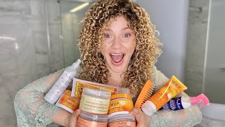 DRUGSTORE CURLY HAIR PRODUCT BATTLE amp REVIEW  Cantu vs SheaMoisture [upl. by Brozak830]