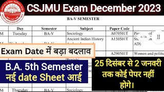 BA 5th semester नई Exam Date Sheet 2024  CSJMU Exam Date Sheet 2024  kanpur university ba 5th [upl. by Lebatsirhc]