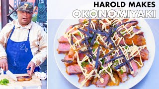 Harold Makes Steak Okonomiyaki Japanese Pancake  From the Home Kitchen  Bon Appétit [upl. by Kiona]