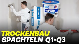 TROCKENBAU richtig SPACHTELN auf Qualitätsstufe Q3 SCHRITT FÜR SCHRITT ANLEITUNG zur glatten Wand [upl. by Fair]