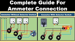 Ammeter Connection with Selector switch  Ammeter connection Diagram  Electrical Technician [upl. by Eelsha]