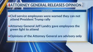 UPDATE Louisiana AG rules civil servants may attend Trump rally [upl. by Hussein]