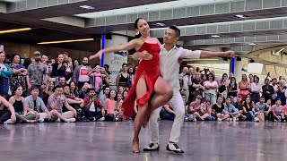 Beautiful Salsa Dance Performed By Wayne amp Kristal Baza Dance  Robson Square  Vancouver BC Canada [upl. by Randell]