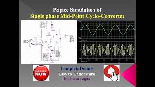 PSpice Simulation of Single Phase MidPoint CycloConverter Full Demonstartion  Easy to understand [upl. by Eihctir]