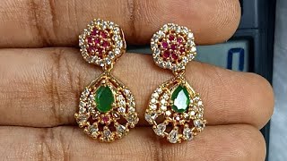 Excellent stone earrings collection8754252999 live earrings online gold white trending [upl. by Maletta]