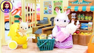 Sylvanian Families Calico Critters Grocery Market Setup amp Silly Play [upl. by Akimed453]