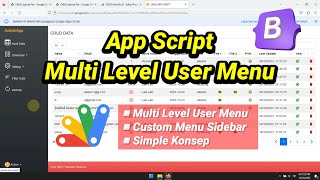 App Script Login Multi Level User Menu  Customize Menu with Sidebar Bootstrap [upl. by Farmann]