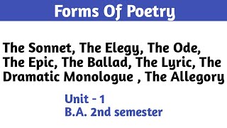 form of poetry unit  1 ba 2nd semester english literature ba 2nd sem English literature unit 1 [upl. by Atinel]