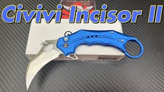 Civivi Incisor II button lock folding karambit [upl. by Alyakem301]