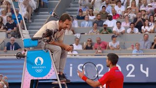 Novak Djokovic argument with Chair Umpire after received audible obscenity violation against Musetti [upl. by Jeaz]