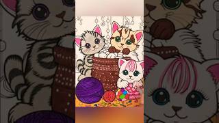 Coloring Cute Cats  Coloring Page [upl. by Aryajay]