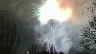 Seattle Space Needle 2023 New Years Fireworks amp Drone Show [upl. by Aicile]