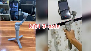 M01 3axis gimbal stabilizer Unboxing review test របៀបប្រើដងទប់លំនឹងកាមេរ៉ា M01 ដែលមានតម្លៃធូរថ្លៃ [upl. by Mayor]