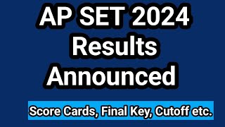 AP SET 2024 Result Released I Seshu Creations [upl. by Eelanna3]