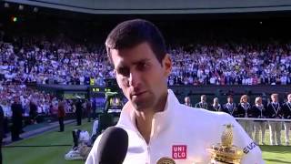 Novak Djokovic winning interview  Wimbledon 2014 [upl. by Bolen347]