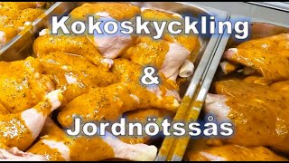 Marinerad kokoskyckling med jordnötssås amp friterad potatis [upl. by Sashenka644]