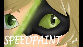 Ephemeral Umbrella Scene Chat Noir  Miraculous Ladybug  Speedpaint [upl. by Atihcnoc]