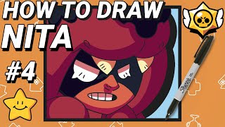 HOW TO DRAW NITA ICON  BRAWL STARS  STEP BY STEP [upl. by Eardnoed818]