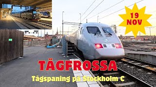 20241119 TÅGFROSSA  Tågspaning på Stockholm C [upl. by Melc]