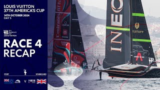 Louis Vuitton 37th Americas Cup Race 4 Recap  Emirates Team New Zealand vs INEOS Britannia [upl. by Yllrebmik]