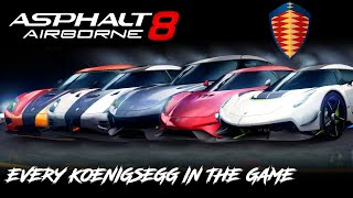 Asphalt 8 Full Koenigsegg Showcase Every Car ingame 2022 [upl. by Dacie]