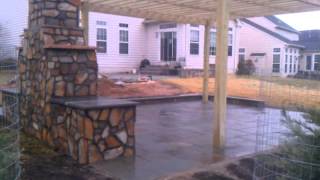 Outdoor living space fireplace pergola pond by Corad Outdoor Living and Home Improvement [upl. by Israeli]