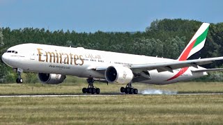 Emirates Boeing 777300ER Smooth Landing amp Takeoff at Budapest  Plane Spotting amp ATC Audio 4K [upl. by Torrey]