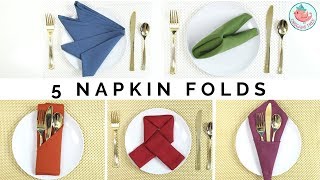 5 EASY Napkin Folding Tutorials  Folding Napkins Techniques Cloth Napkins [upl. by Anilejna588]