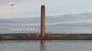 Scottish power station chimney demolished [upl. by Ecneret181]