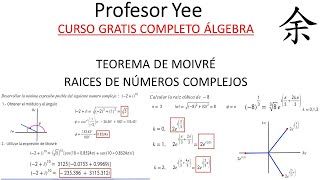 Teorema de MoivrÃ© y raices de numeros complejos Profesor Yee [upl. by Stedman502]