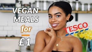 3 EASY DELICIOUS Vegan Meals for £1 TESCO  Vegan on Budget [upl. by Isle]