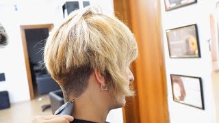 AMAZING HAIRCUT  ASYMMETRICAL BLONDE BOB UNDERCUT [upl. by Norat694]