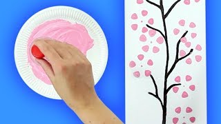 DIY Cherry Blossom Paintings With Plastic Bottles [upl. by Naji435]