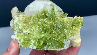 Green TourmalineCluster withPollucite  Feldspar  MineralSpecimen  FineMineral  Gemstones [upl. by Dhiman989]