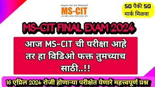 Mscit Exam Questions 2024  MS CIT Final Exam April 2024  mscit final exam 2024 [upl. by Ettenyar188]