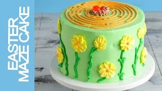 EASTER MAZE CAKE TUTORIAL SIMPLE BUTTERCREAM FLOWERS [upl. by Greenman]