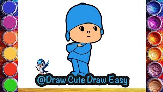 How to draw pocoyo❤️💙🌈 stepbystep pocoyodrawing kidsartDrawing forkids Lets Draw Together [upl. by Donela]