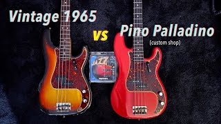 Fender Precision COMPARISON quotPino Palladinoquot custom shop VS Vintage 1965  BASS PILLS [upl. by Alfons523]