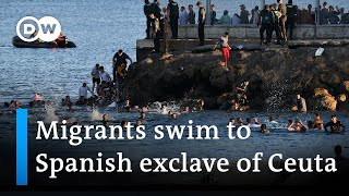 Record number of migrants reach Spanish exclave of Ceuta  DW News [upl. by Apeed]