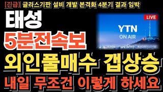 태성 주가 전망긴급 외인풀매수 갭상승 출발 내일 무조건 이렇게 대응하세요 끝낼시점 아닙니다 글라스기판 개발완료 결국 올라갈수밖에 없다 [upl. by Lander]