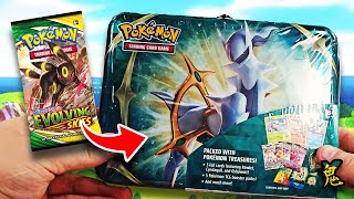 Is there Evolving Skies packs in this Arceus tin [upl. by Hayidan]