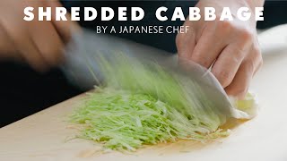 Vegetable cutting skills  How to make Shredded Cabbage By a Japanese Chef [upl. by Wye]