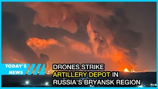 Drones strike artillery depot in Russia’s Bryansk region [upl. by Razec]