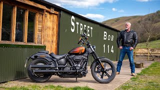 As Cool As It Gets HarleyDavidson Street Bob 114 CruiserChopperBobber Motorcycle Review [upl. by Nalla21]