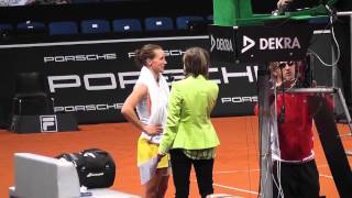 Dinah Pfizenmaier match ball amp winner interview vs Castano  Porsche Tennis Grand Prix 2013 [upl. by Birecree432]