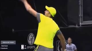 Ivo Karlovic hits 4 aces in a row  New York 2018 [upl. by Aenyl]