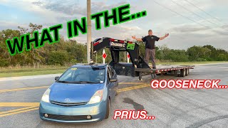 NEW TOW RIG This Thing Is A Beast First Toyota Prius To Tow A Gooseneck [upl. by Arihay831]