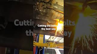 Cutting old bolts is faster and better mechanic muffler catalitic [upl. by Idolem]