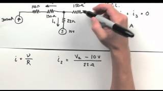 ENGR 313  0211 Node Voltage Analysis Example 1 [upl. by Olnay]